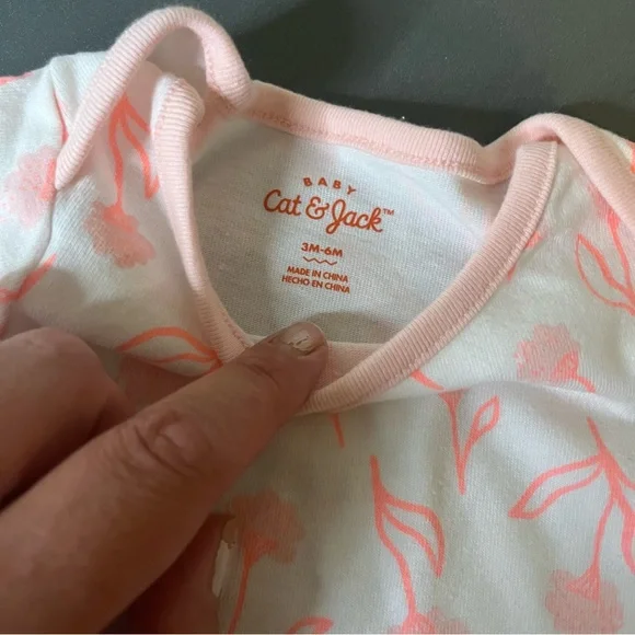 Cat & Jack 3-6 Months Long Sleeve Floral Print Tutu Shirt Bodysuit White Pink - Picture 2 of 9